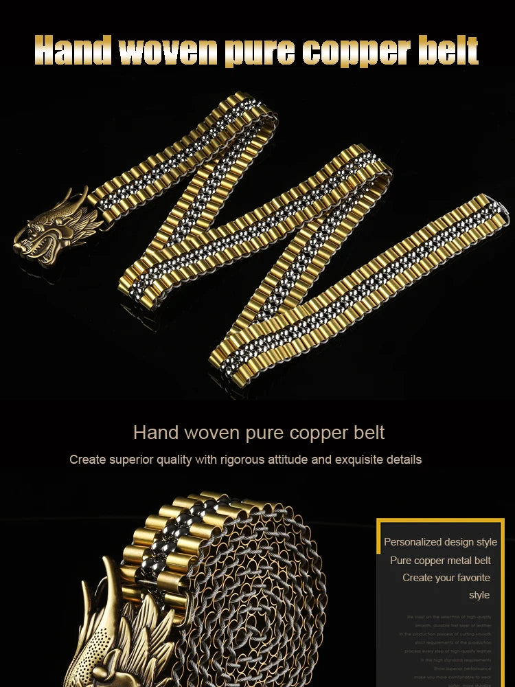 Men's Belt Army Style Combat Belts Pure copper belt Handmade Luxury Metal Jeans fashion belts Quick Release Tactical Belt