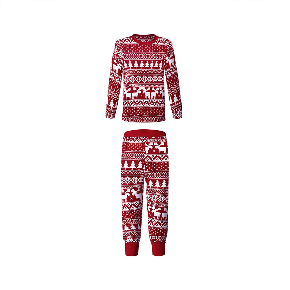 Family Matching Outfits Christmas Pajamas Sets Classic Elk Red Print Adult Dad Mother Daughter Sleepwear Baby Boys Girls Clothes