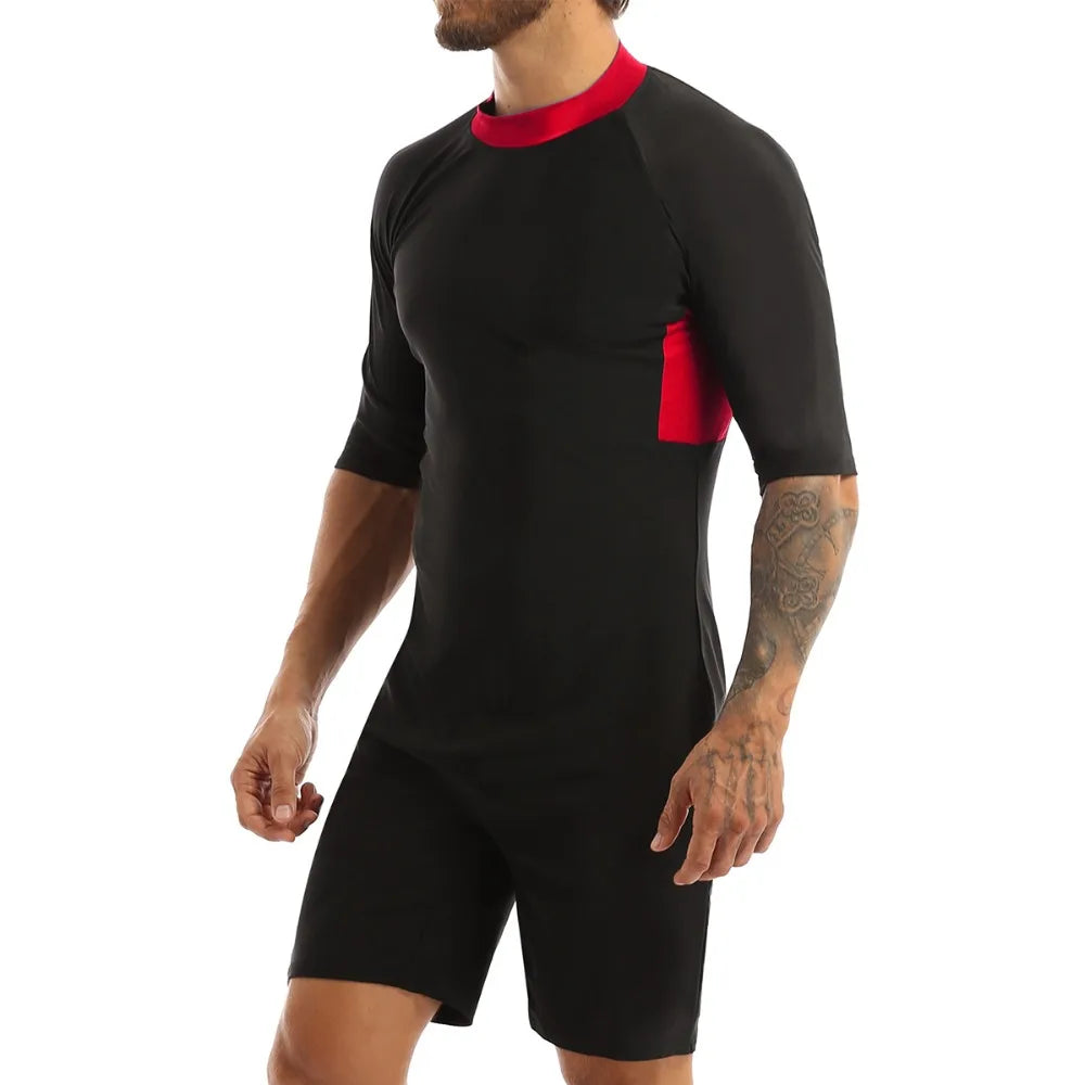 Swimwear Mens Leotard Swimsuit Shorty Wetsuit Diving Swimming Snorkeling Surfing Scuba Swim Bodysuit Jumpsuit Warm Swimwear