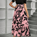 European and American Women's Flower Printed Dresses High Waist Fashion Elegant Temperament Short Sleeve Dress
