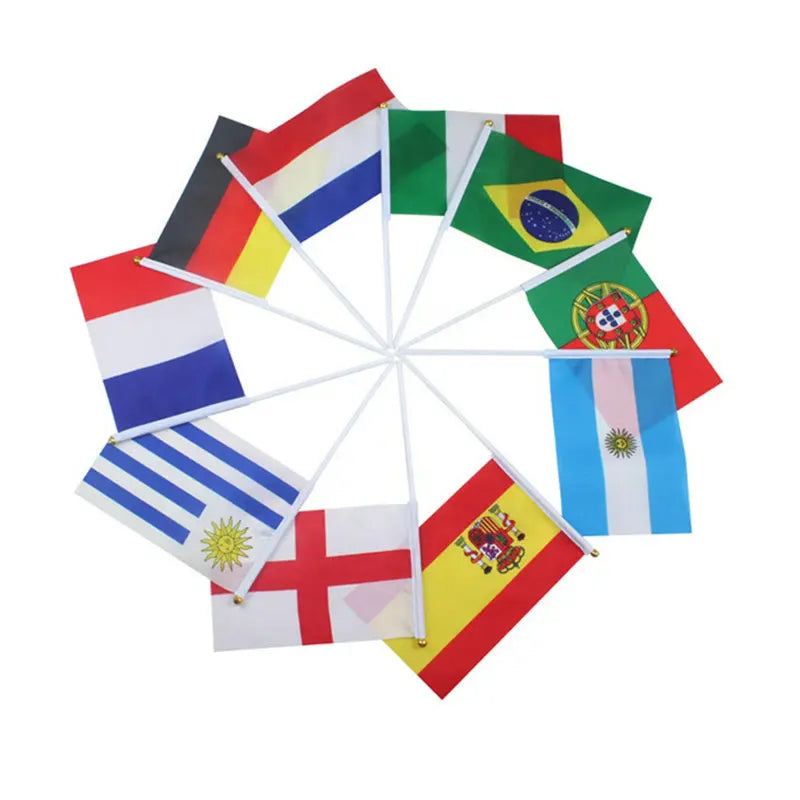 Venezuela Hand Flag 14*21cm 10/20/50/100pcs polyester Venezuela Small Hand waving Flag with plastic flagpole for decoration