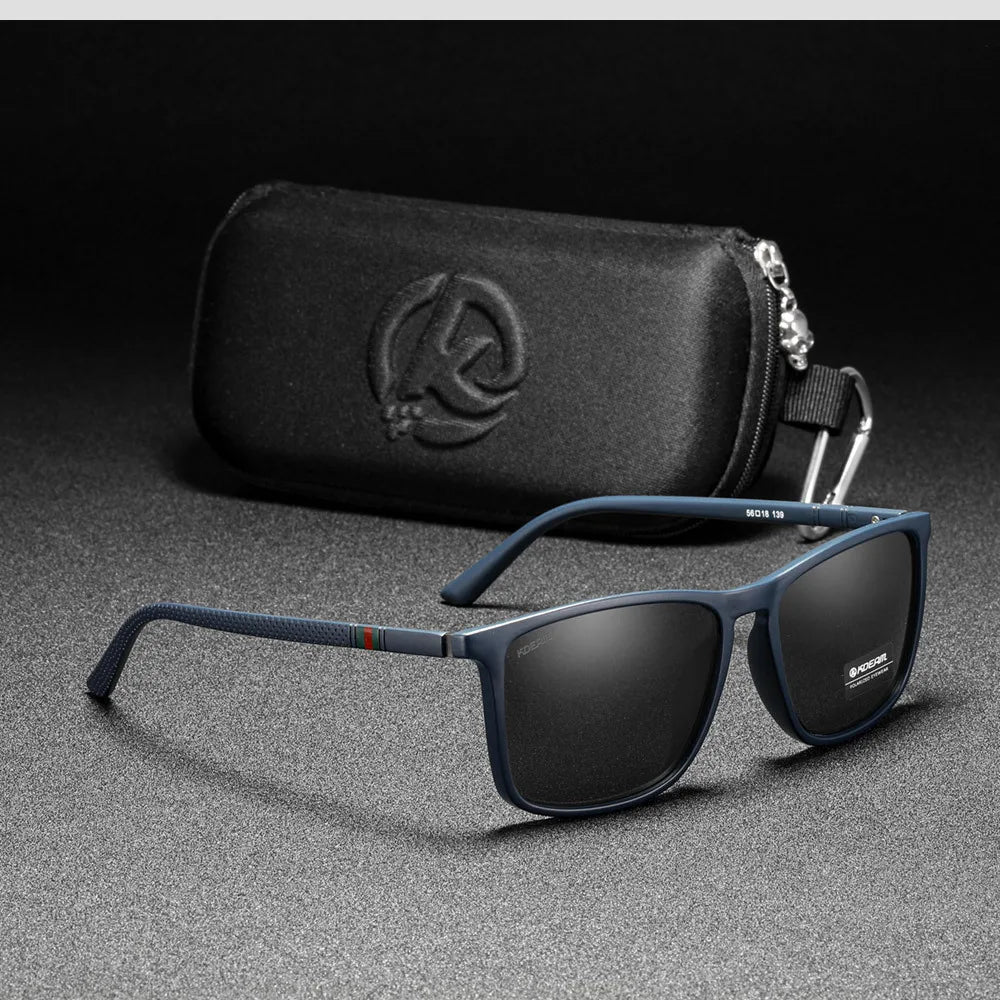 KDEAM Square Sunglasses for Men Polarized Retro Classic Stylish Shades Ultra Light Weight Driving Glasses With Free Zip Case