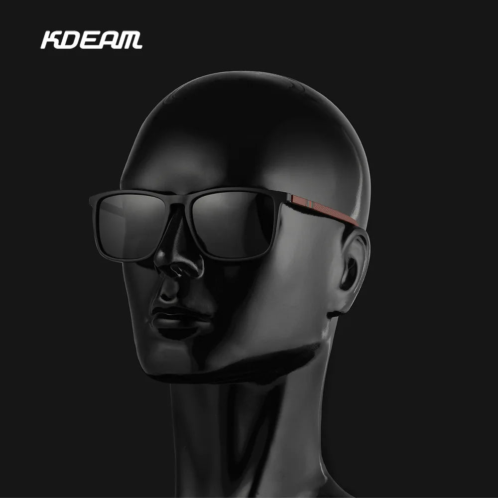 KDEAM Square Sunglasses for Men Polarized Retro Classic Stylish Shades Ultra Light Weight Driving Glasses With Free Zip Case