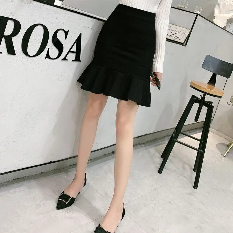 Skirts Women High Waist Elegant Office Lady Solid Simple All-match Fashion Autumn Korean Version Above Knee New Casual Popular