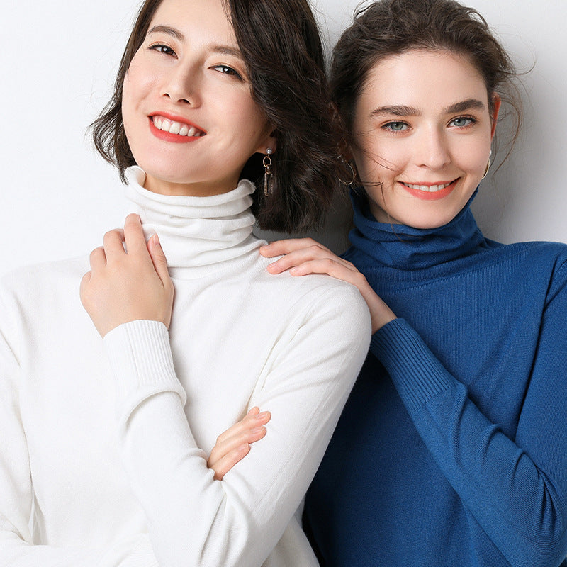 Turtleneck Women Sweater Warm Winter Solid Korean Stretch Slim Lady Jumpers Cashmere Black Sweater Pullover Femme Basic Knitwear