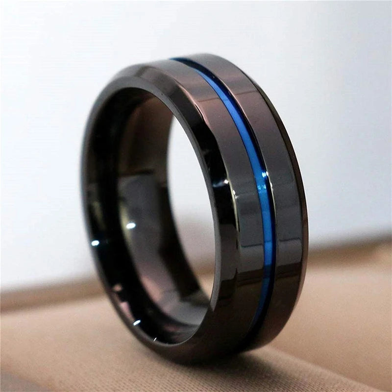 Fashion Jewelry Lovers Rings Women's Blue Zircon Engagement Ring Sets Men's Stainless Steel Wedding Band Anniversary Gift