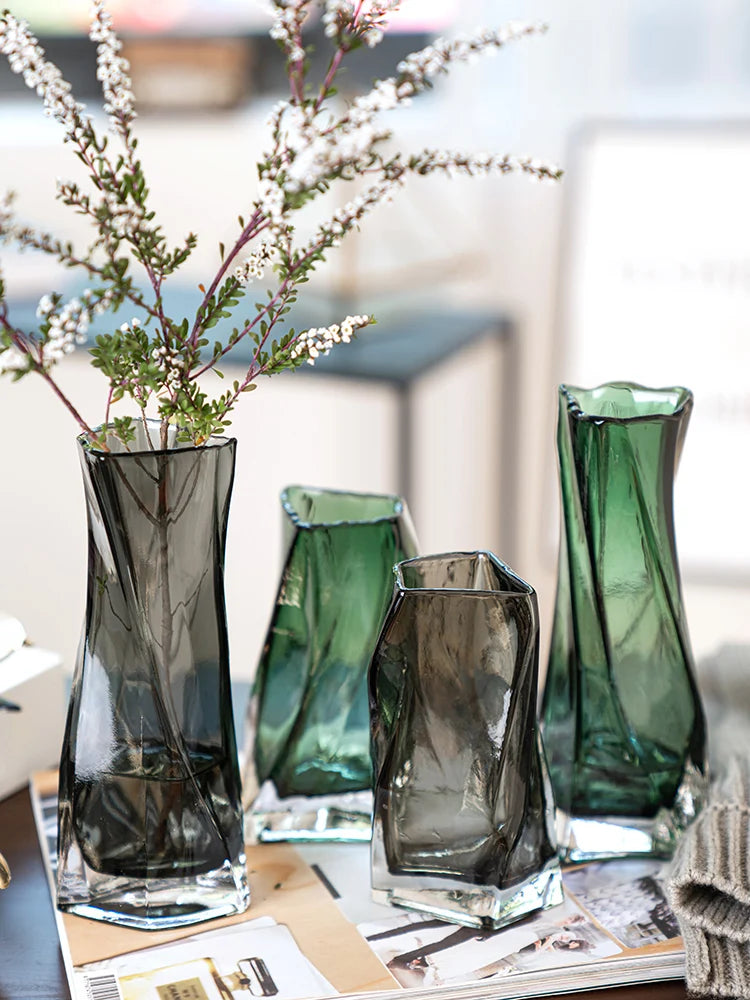 European style creative geometric glass vase living room water planting flower arrangemen