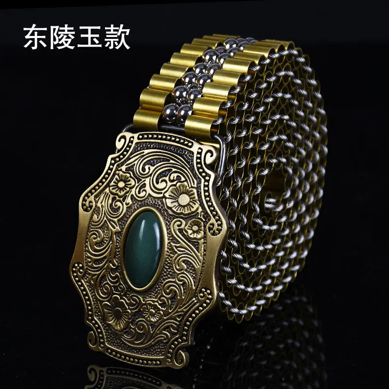 Men's Belt Army Style Combat Belts Pure copper belt Handmade Luxury Metal Jeans fashion belts Quick Release Tactical Belt
