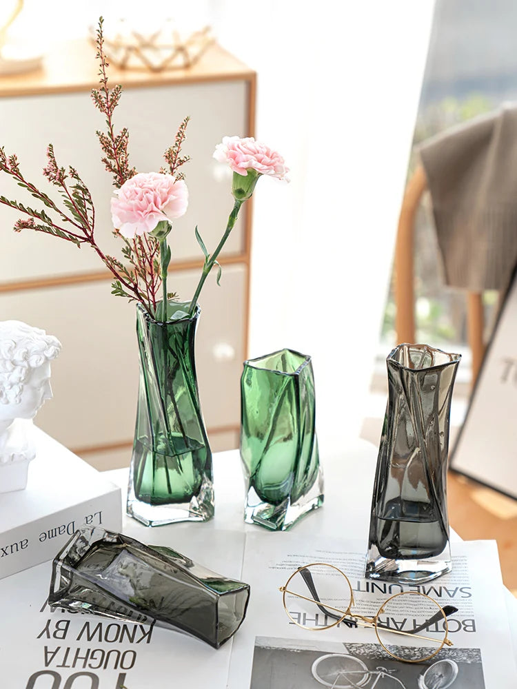 European style creative geometric glass vase living room water planting flower arrangemen