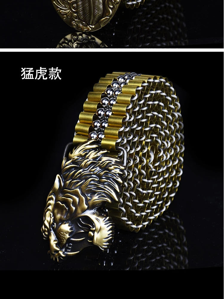 Men's Belt Army Style Combat Belts Pure copper belt Handmade Luxury Metal Jeans fashion belts Quick Release Tactical Belt