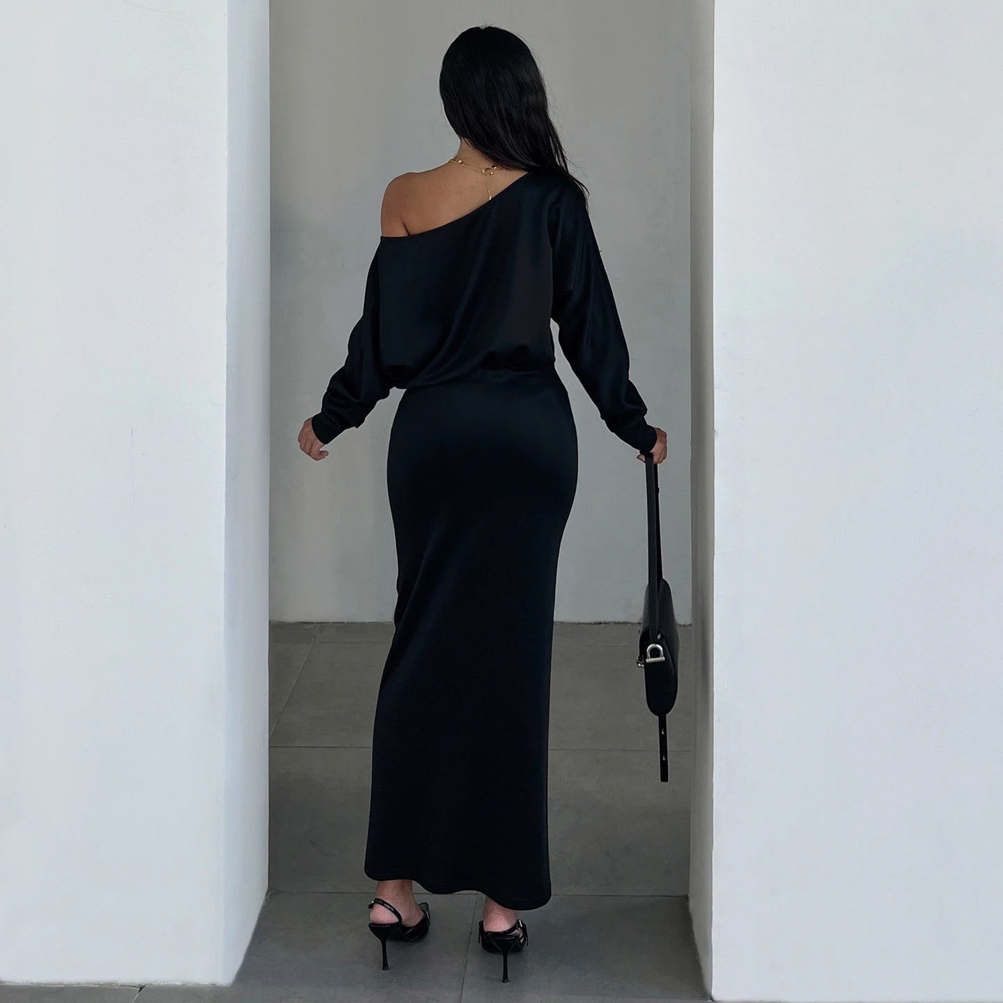 Factory Hot Sale Women's Off-Shoulder Dress - Solid Color Elegant Mermaid Gown, Party Evening Dress with Fish Tail Hem OEM