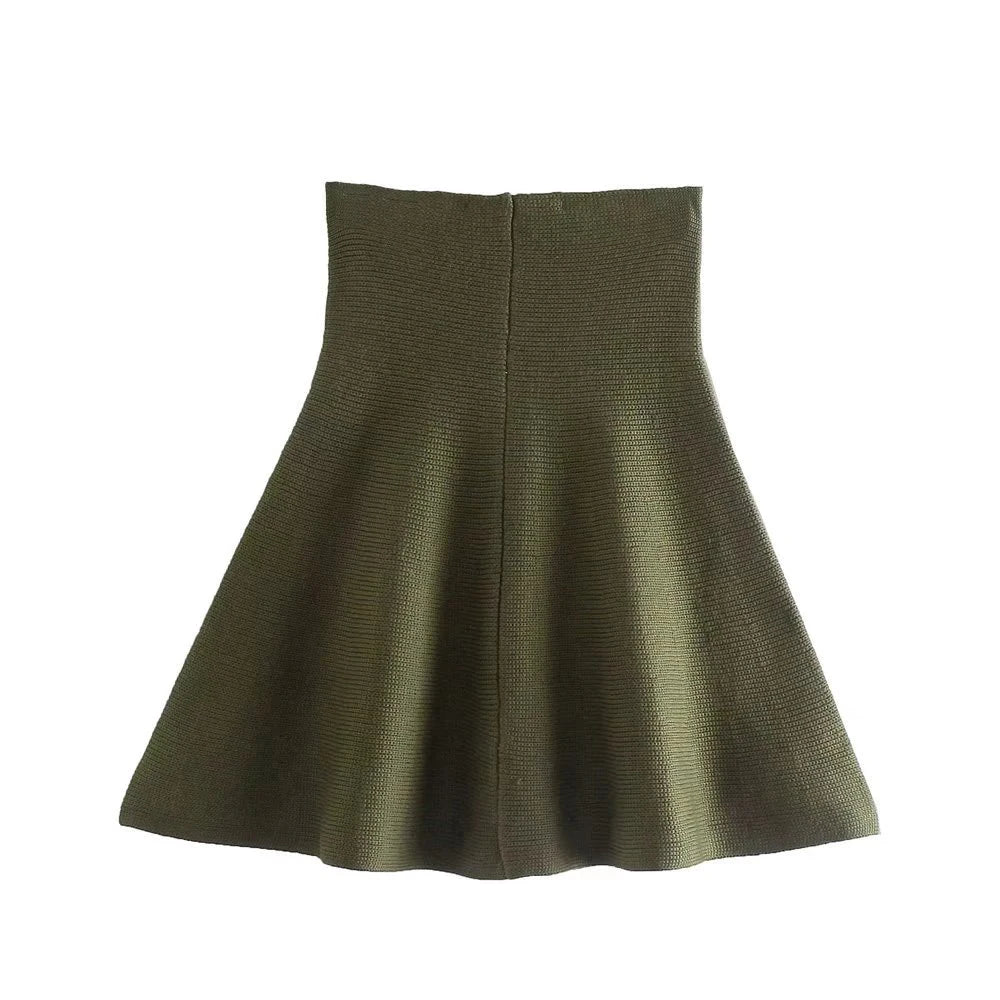 Knitted Skirt Suits For Women Two Piece Set Women Skirt Zipper Solid Color Tops High-Waisted Mini Skirt 2021 Women Knitted Suit