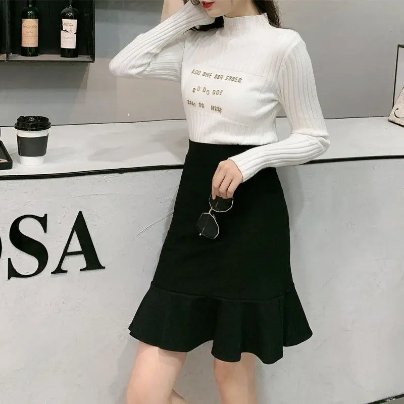 Skirts Women High Waist Elegant Office Lady Solid Simple All-match Fashion Autumn Korean Version Above Knee New Casual Popular