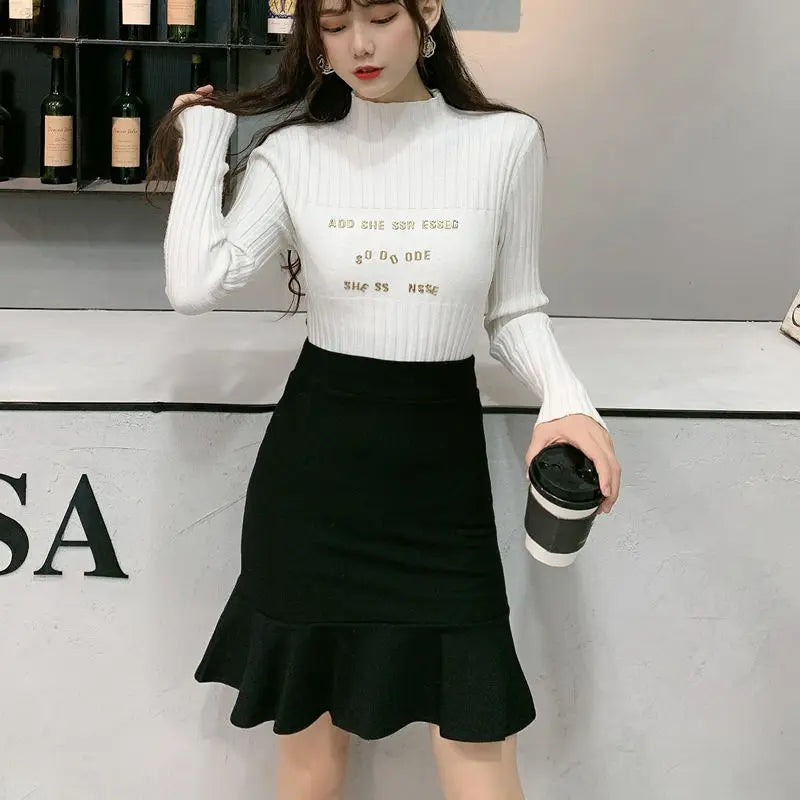 Skirts Women High Waist Elegant Office Lady Solid Simple All-match Fashion Autumn Korean Version Above Knee New Casual Popular