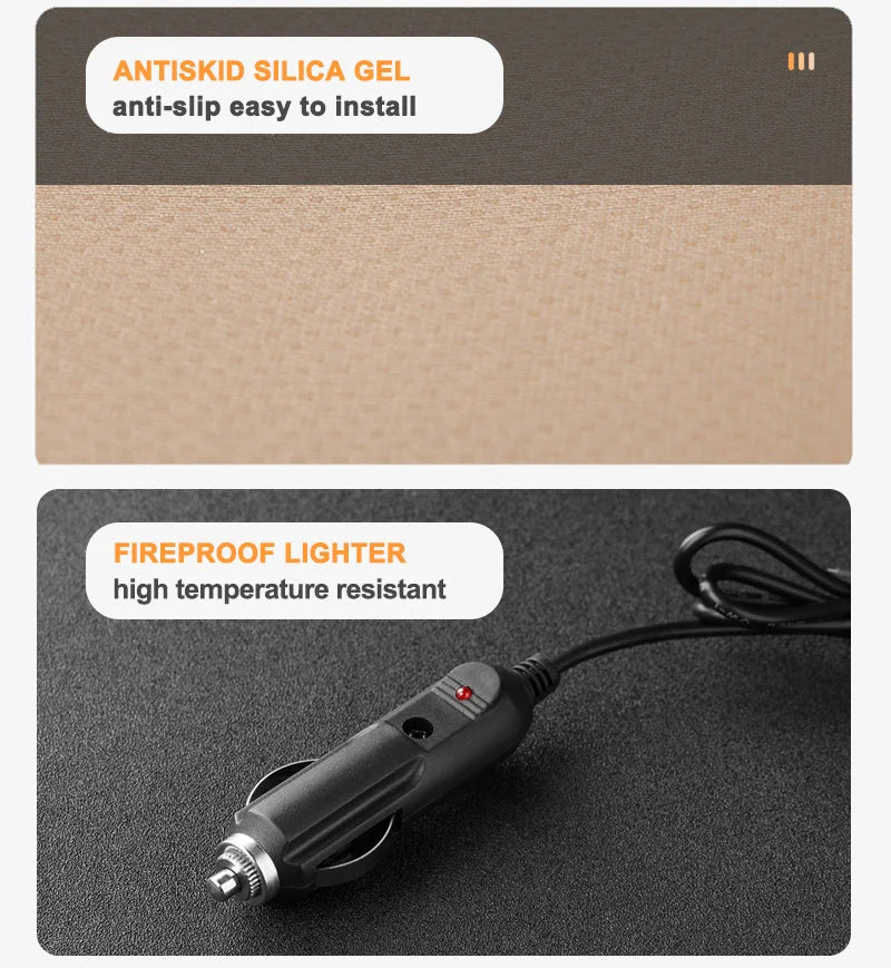 12/24V Heated Car Seat Cover 30‘ Fast Heating Seat Cushion Universal Car Seat Heater Thicken Lengthen Widen Flannel Heating Pad