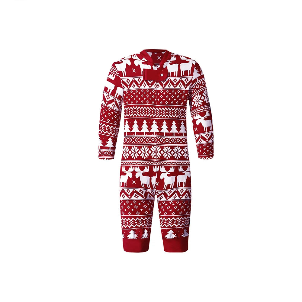 Family Matching Outfits Christmas Pajamas Sets Classic Elk Red Print Adult Dad Mother Daughter Sleepwear Baby Boys Girls Clothes
