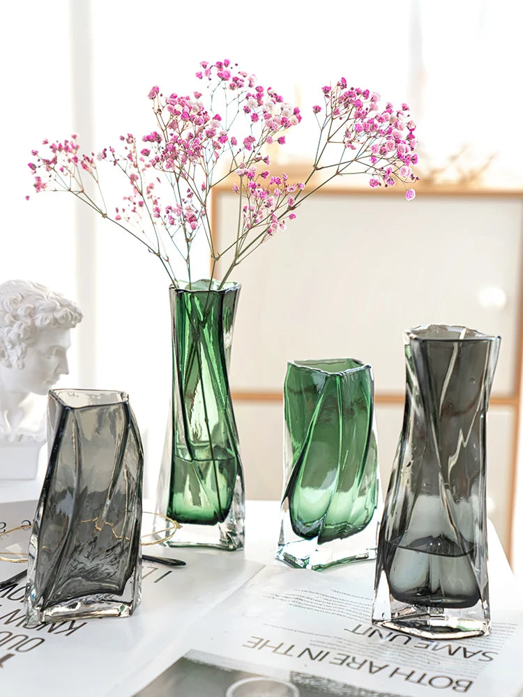 European style creative geometric glass vase living room water planting flower arrangemen