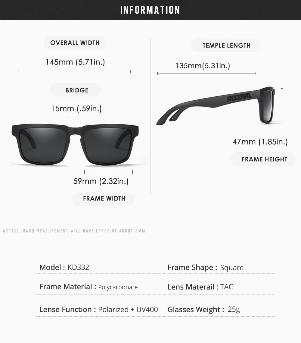 KDEAM Men's Square Sunglasses