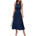 RNSHANGER Women's Casual Midi Summer Dress Cowl Neck  With Swiss Dot Ruffle Sleeve A-Line Beach Sun Dress for Women