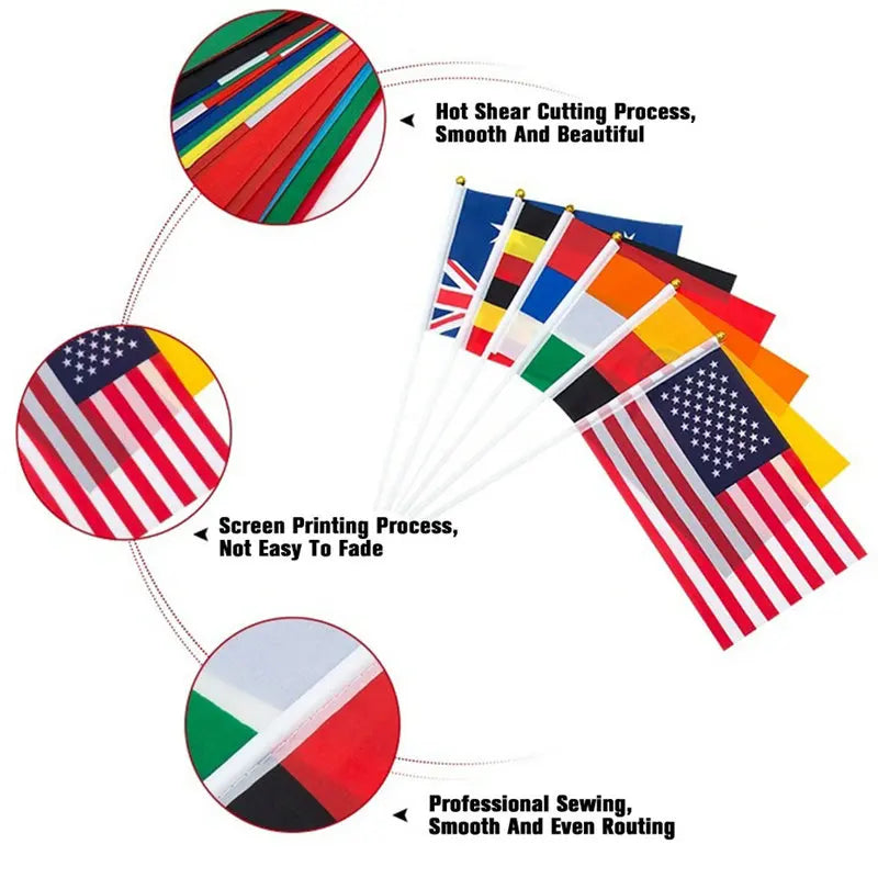 Venezuela Hand Flag 14*21cm 10/20/50/100pcs polyester Venezuela Small Hand waving Flag with plastic flagpole for decoration