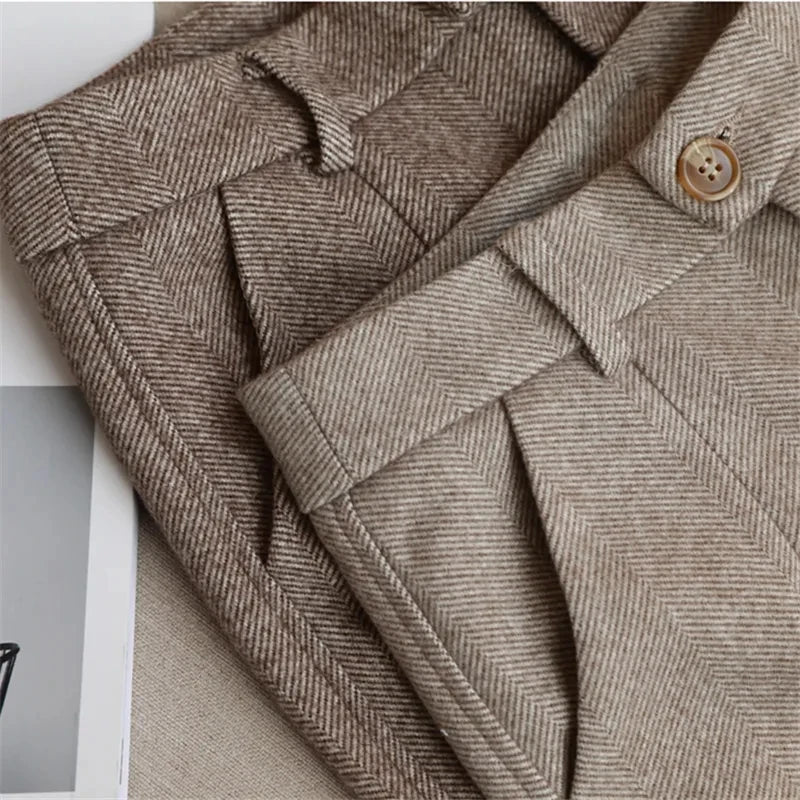 Woolen Pants Women's Harem Pencil Pants High Waisted Casual Suit Pants Office Lady Women Trousers