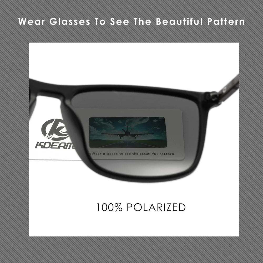 KDEAM Square Sunglasses for Men Polarized Retro Classic Stylish Shades Ultra Light Weight Driving Glasses With Free Zip Case
