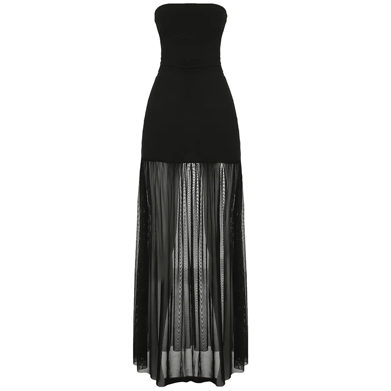 Sexy Off-the-Shoulder Elegant Solid Color Casual Daily Eco-Friendly Washable Slim Fit Sheath Dress with Illusion Mesh