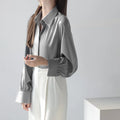 Women's Summer Collection New Arrivals Long Sleeve Casual Dresses Breathable Button Satin Fashionable Shirts