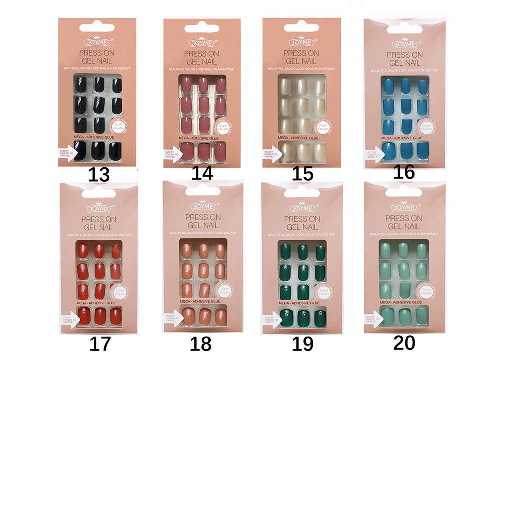 24pc nails Art Fake Nail Tips False Press on Coffin with Glue Stick Designs Clear Display Short Set Full Cover Artificial Square