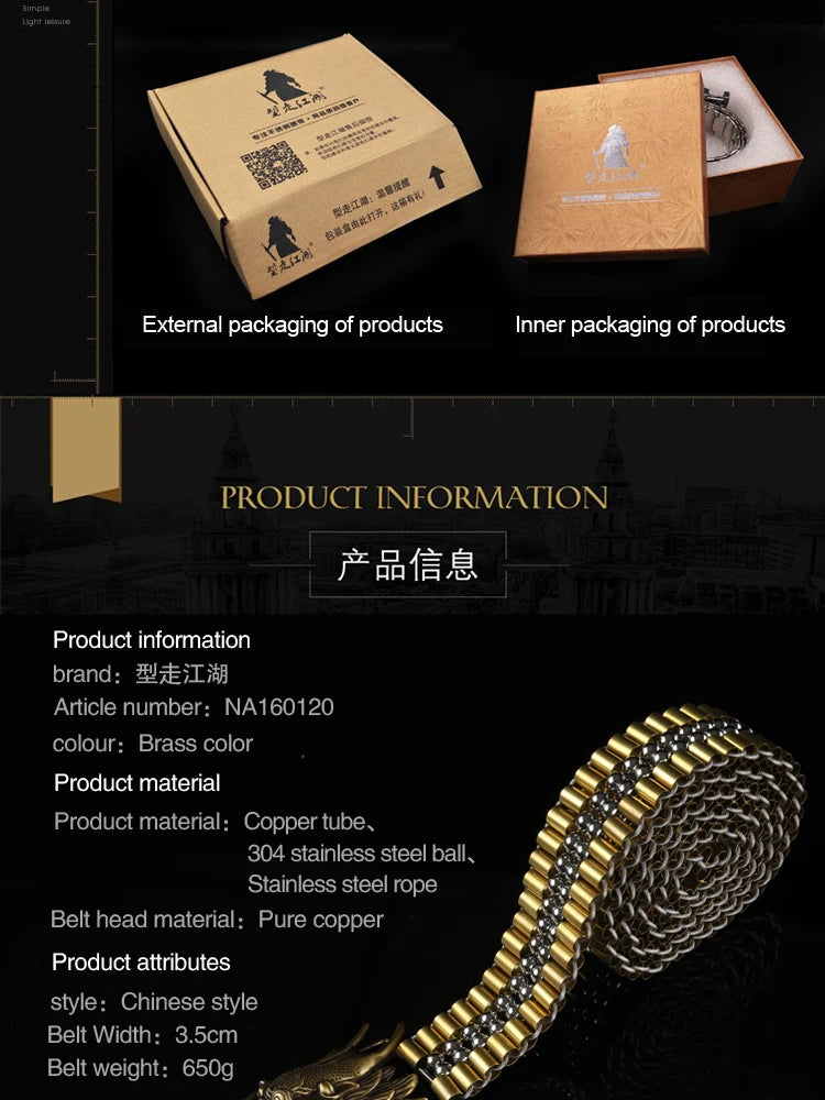 Men's Belt Army Style Combat Belts Pure copper belt Handmade Luxury Metal Jeans fashion belts Quick Release Tactical Belt