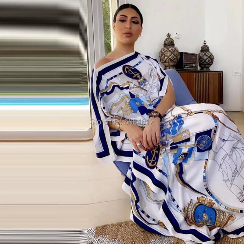 Fashion Design Loose Dress Batwing Maxi Long Femme Vestidos Summer Autumn Party Elegant Dress