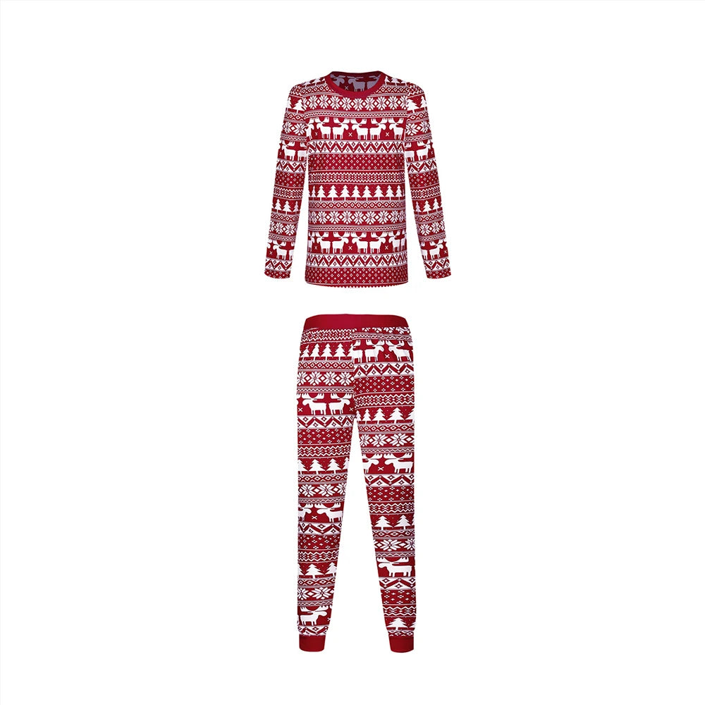 Family Matching Outfits Christmas Pajamas Sets Classic Elk Red Print Adult Dad Mother Daughter Sleepwear Baby Boys Girls Clothes