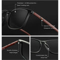 KDEAM Square Sunglasses for Men Polarized Retro Classic Stylish Shades Ultra Light Weight Driving Glasses With Free Zip Case