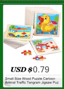 Kids Wooden Toys 3D Wood Puzzle Cartoon Animals Cognitive Jigsaw Puzzle Early Learning Educational Toys For Children Gift