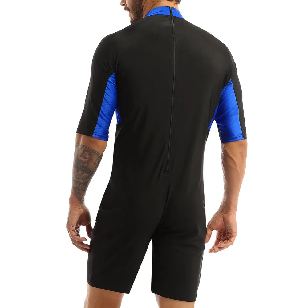 Swimwear Mens Leotard Swimsuit Shorty Wetsuit Diving Swimming Snorkeling Surfing Scuba Swim Bodysuit Jumpsuit Warm Swimwear