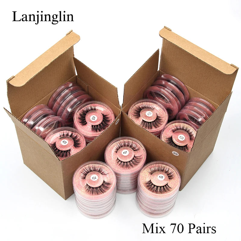 4/100 Pairs Wholesale Fake Lashes 3D Mink Eyelashes Fluffy Dramatic Lashes Cruelty Free False Eye lashes Makeup Tools maquillaje