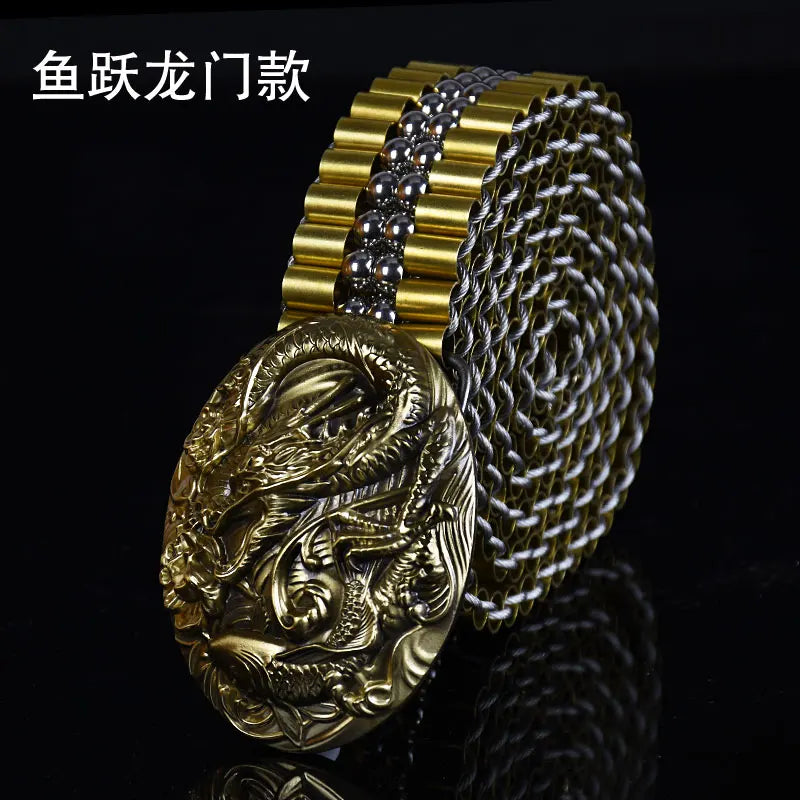 Men's Belt Army Style Combat Belts Pure copper belt Handmade Luxury Metal Jeans fashion belts Quick Release Tactical Belt