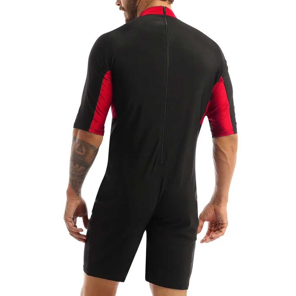 Swimwear Mens Leotard Swimsuit Shorty Wetsuit Diving Swimming Snorkeling Surfing Scuba Swim Bodysuit Jumpsuit Warm Swimwear