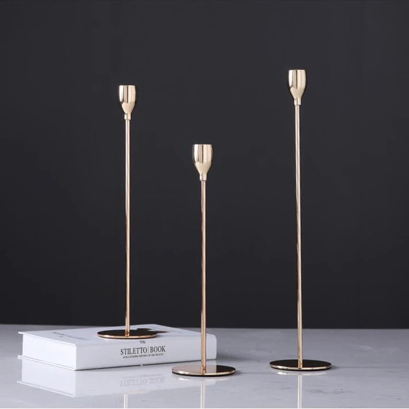 European Style Metal Candle Holders Simple Wedding Decoration Bar Party Living Room Decor Home Table Candlestick