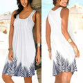 Summer New Sleeveless Round Neck Temperament Print Large Size Women's Dress