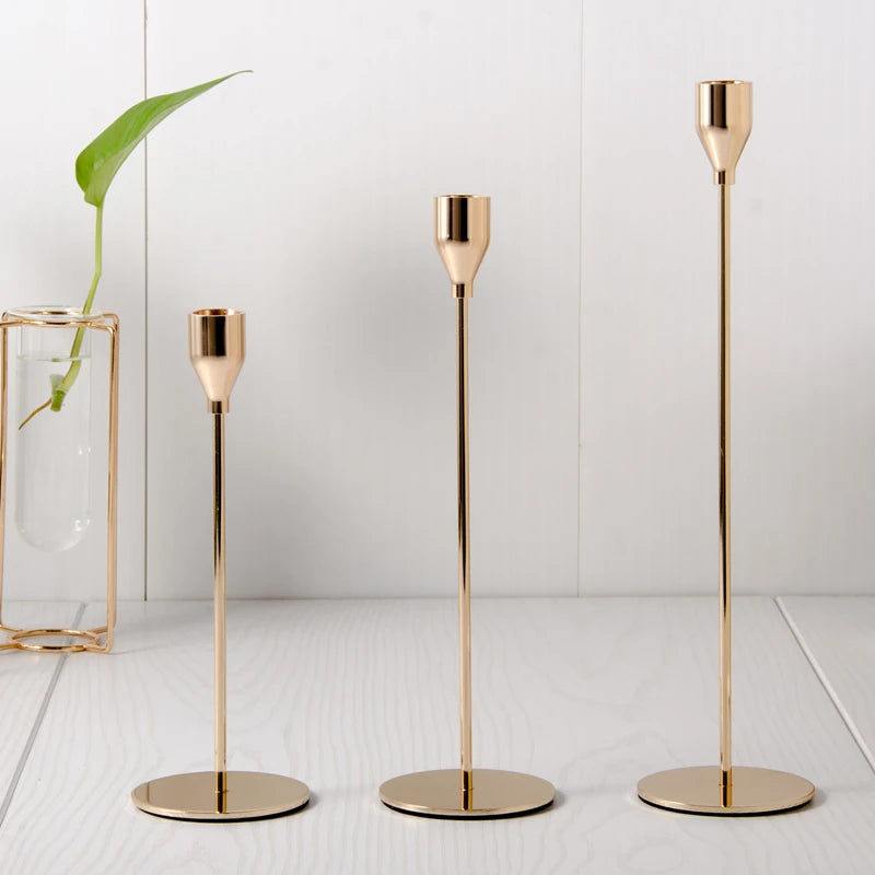 European Style Metal Candle Holders Simple Wedding Decoration Bar Party Living Room Decor Home Table Candlestick