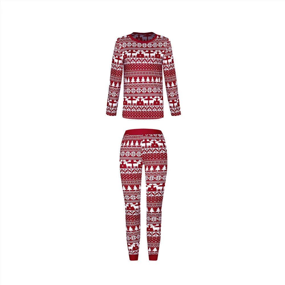 Family Matching Outfits Christmas Pajamas Sets Classic Elk Red Print Adult Dad Mother Daughter Sleepwear Baby Boys Girls Clothes