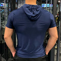 GYM Sport Hooded Running Men T shirt Fitness Slim High Elasticity Breathable Quick Dry Bodybuilding Mens Tshirt Men Tee Tops