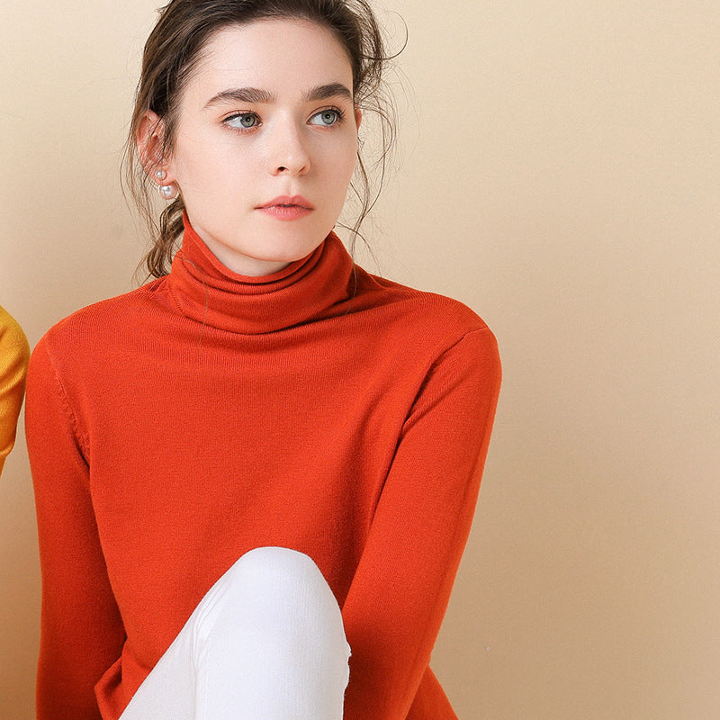 Turtleneck Women Sweater Warm Winter Solid Korean Stretch Slim Lady Jumpers Cashmere Black Sweater Pullover Femme Basic Knitwear