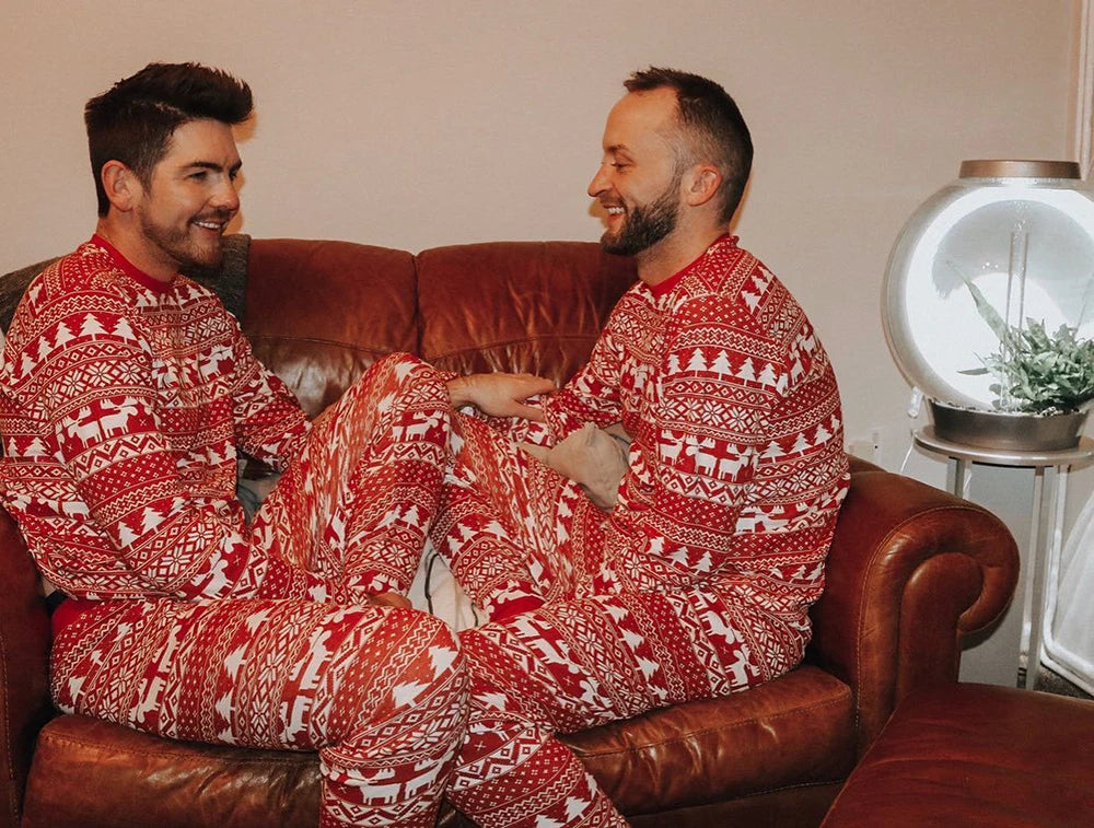 Family Matching Outfits Christmas Pajamas Sets Classic Elk Red Print Adult Dad Mother Daughter Sleepwear Baby Boys Girls Clothes