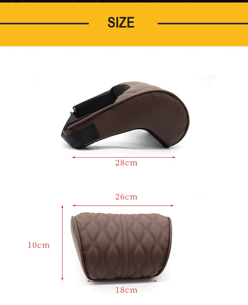 HOT Car Neck Pillow PU Leather Lumbar Waist Support For Seat Memory Backrest Headrest Cushion Auto Gadget Accesorios Interior
