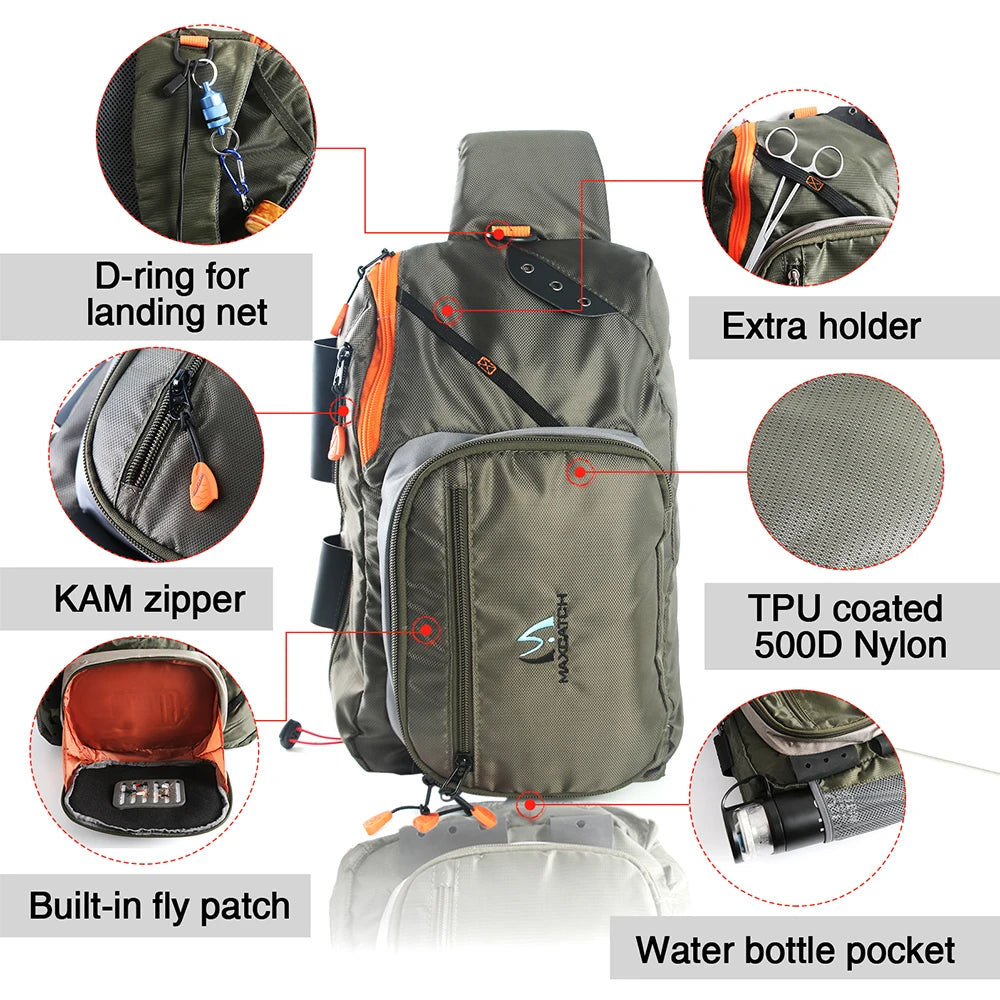 Maximumcatch Fishing Sling Back Pack Outdoorsport Fly Fishing Sling Bag With Fly Patch
