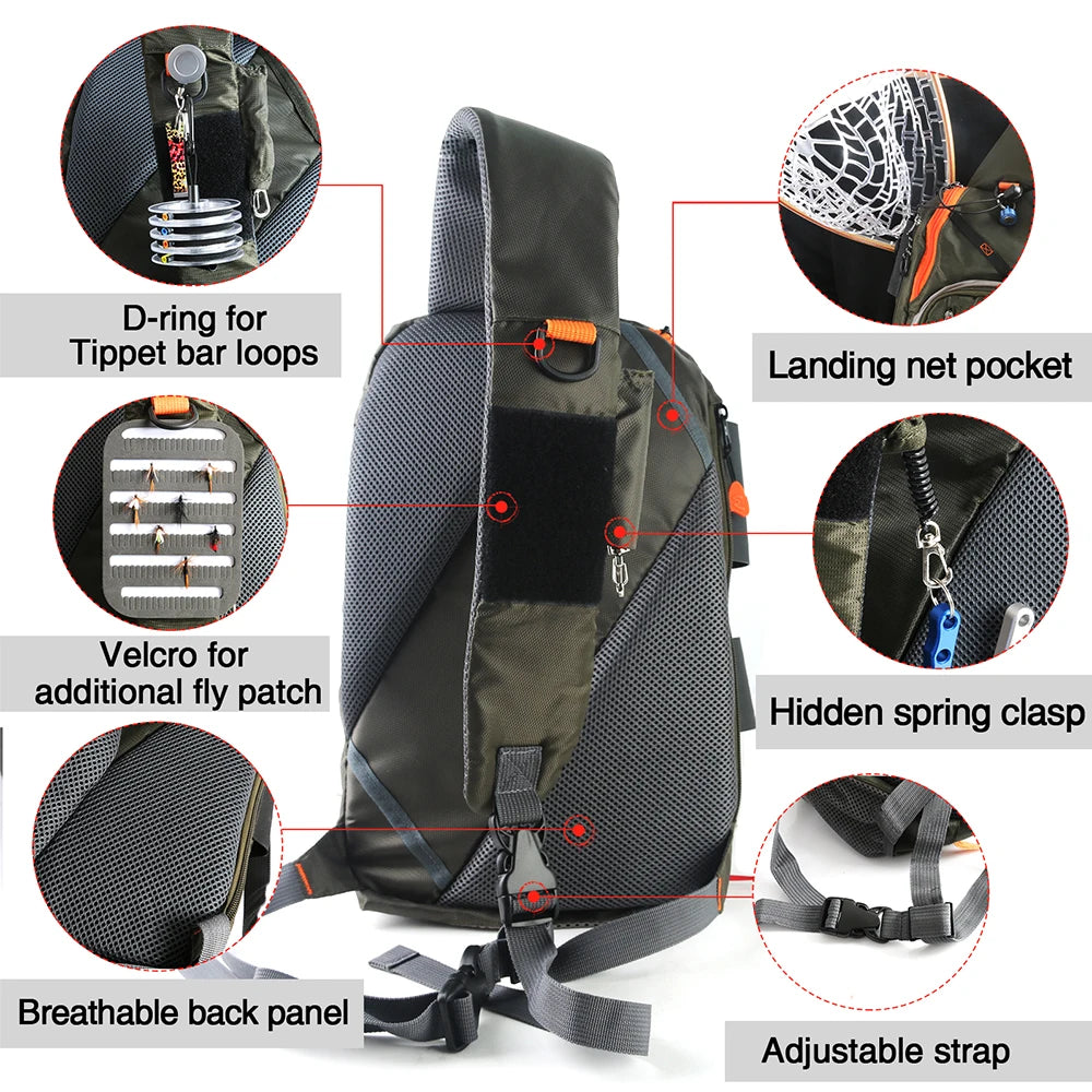 Maximumcatch Fishing Sling Back Pack Outdoorsport Fly Fishing Sling Bag With Fly Patch