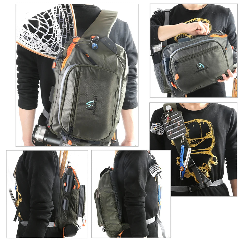 Maximumcatch Fishing Sling Back Pack Outdoorsport Fly Fishing Sling Bag With Fly Patch