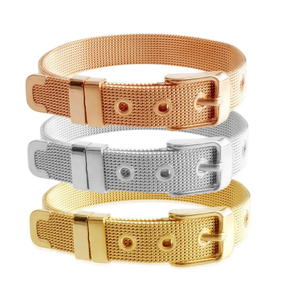 FINE4U B163 Stainless Steel Lover Heart Charms Bracelets For Men Women Luxury Crystals Wristband Male Female's DIY Jewelry
